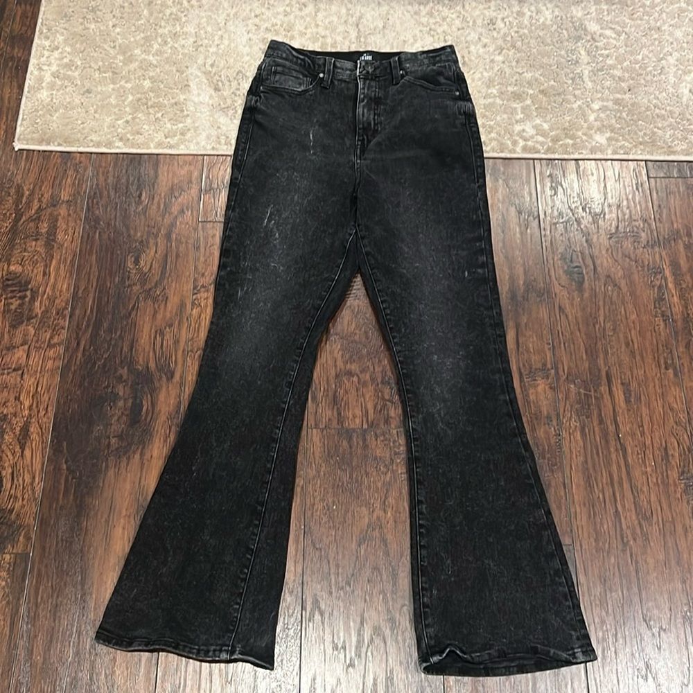 LuLaRoe ‎ Denim: high rise Skinny Flare - size 28 black grey wash GUC